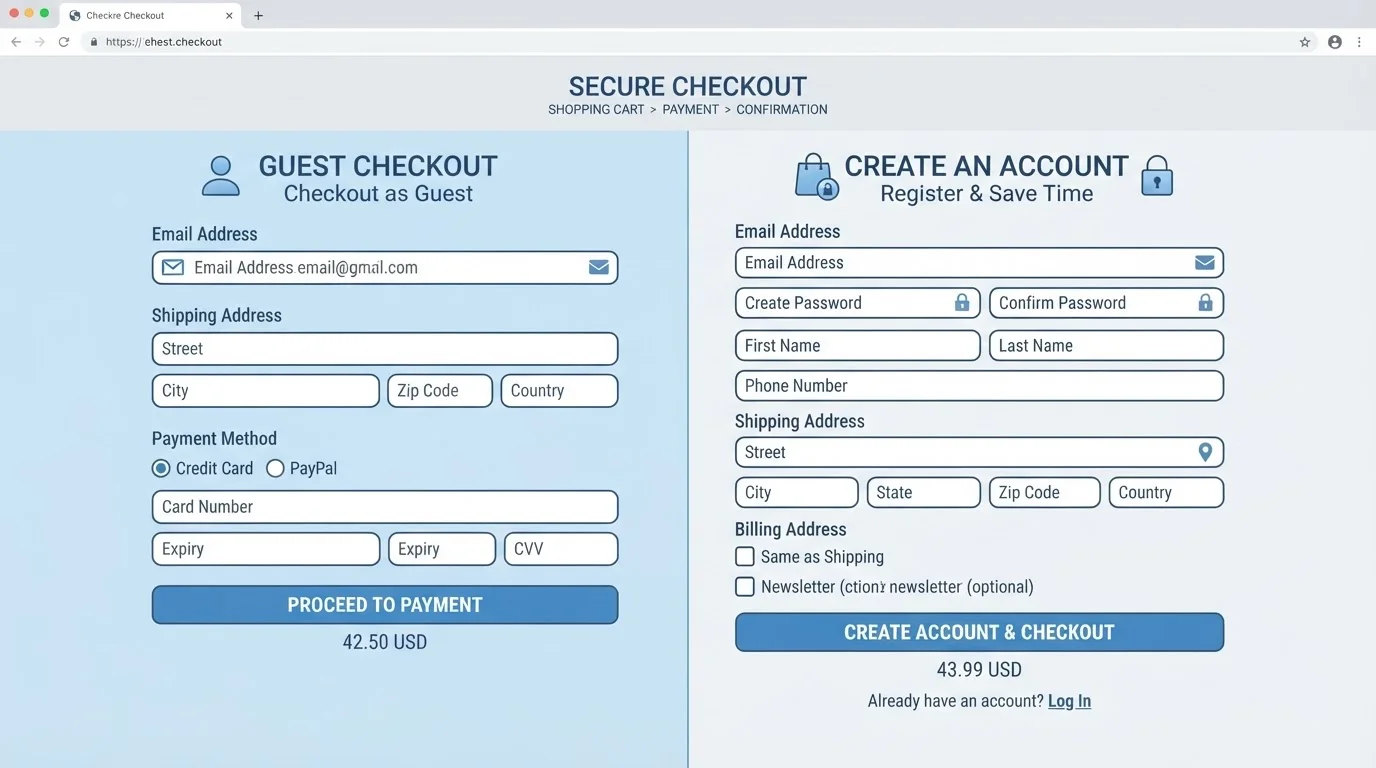 Guest Checkout vs. Creating an Account: Privacy and Security Trade-offs