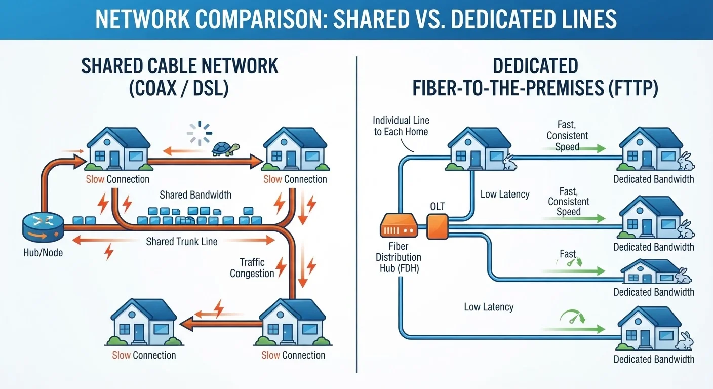 Shared vs. Dedicated Internet Connections: What the Distinction Means for Your Speeds